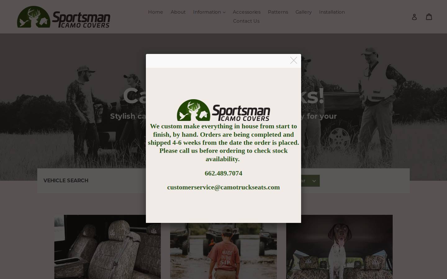 camotruckseats.com homepage screenshot