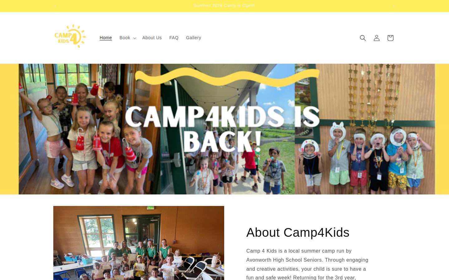 camp4kidspgh.com homepage screenshot