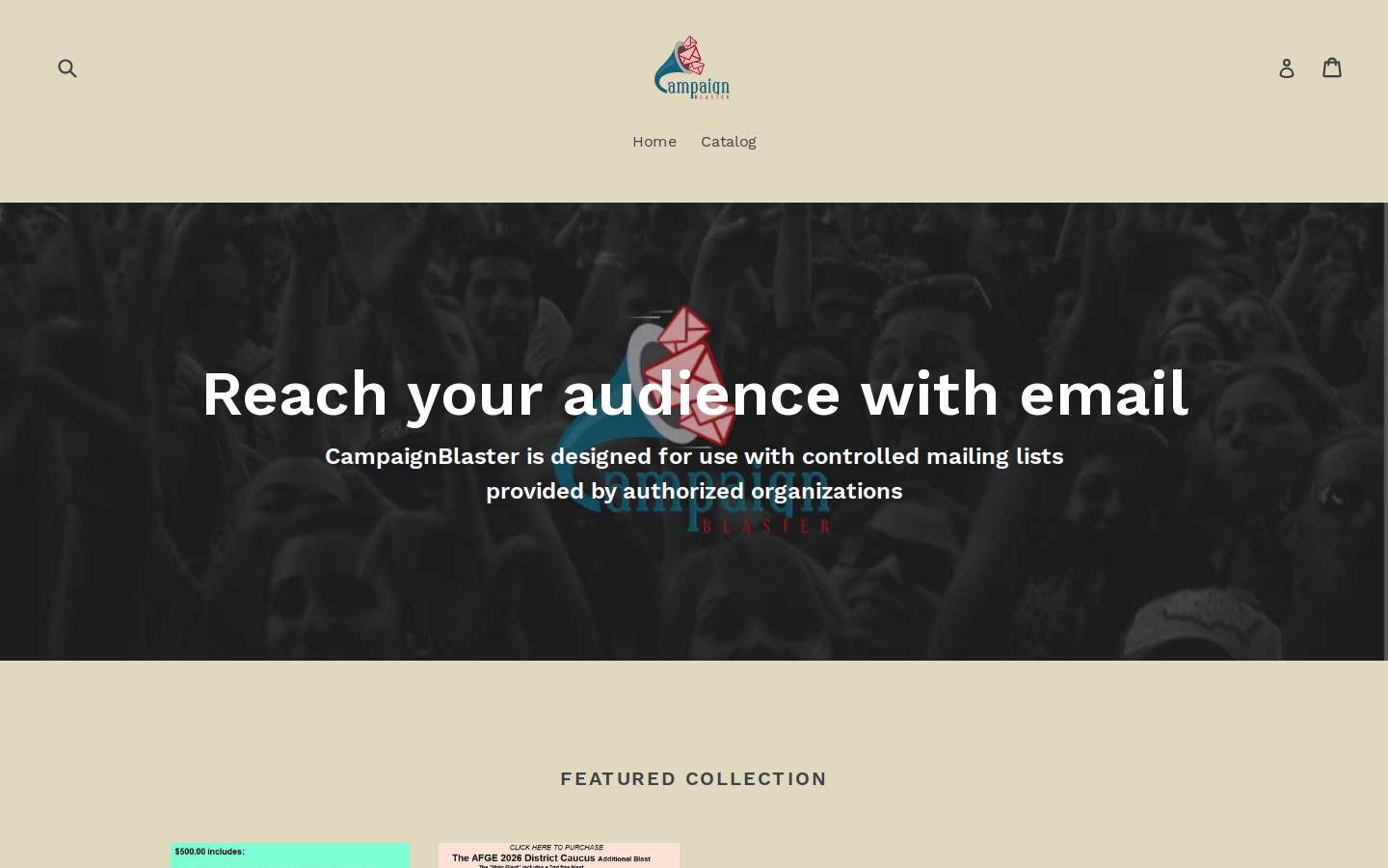 campaignblaster.com homepage screenshot