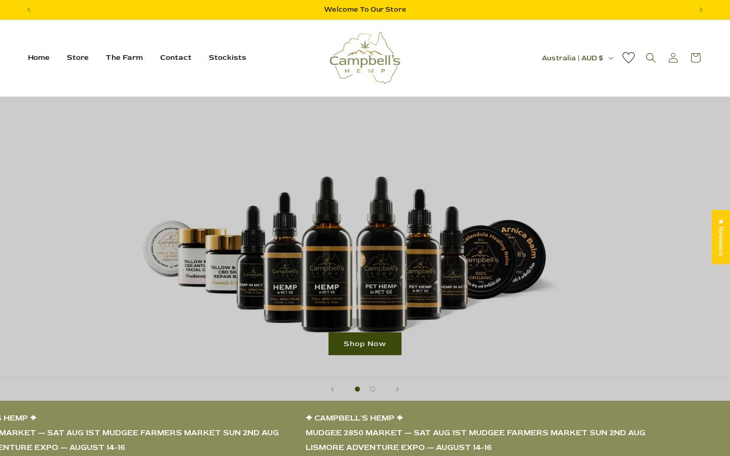 campbellshemp.com.au homepage screenshot
