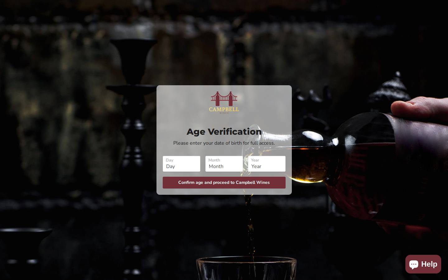 campbellwines.com homepage screenshot