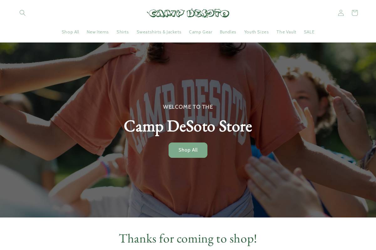 campdesotostore.com homepage screenshot