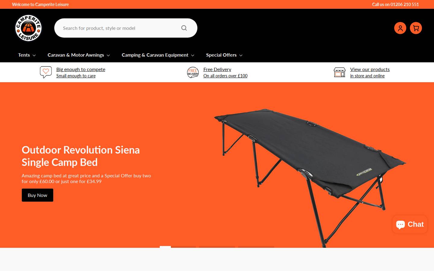 Camperite Leisure homepage screenshot
