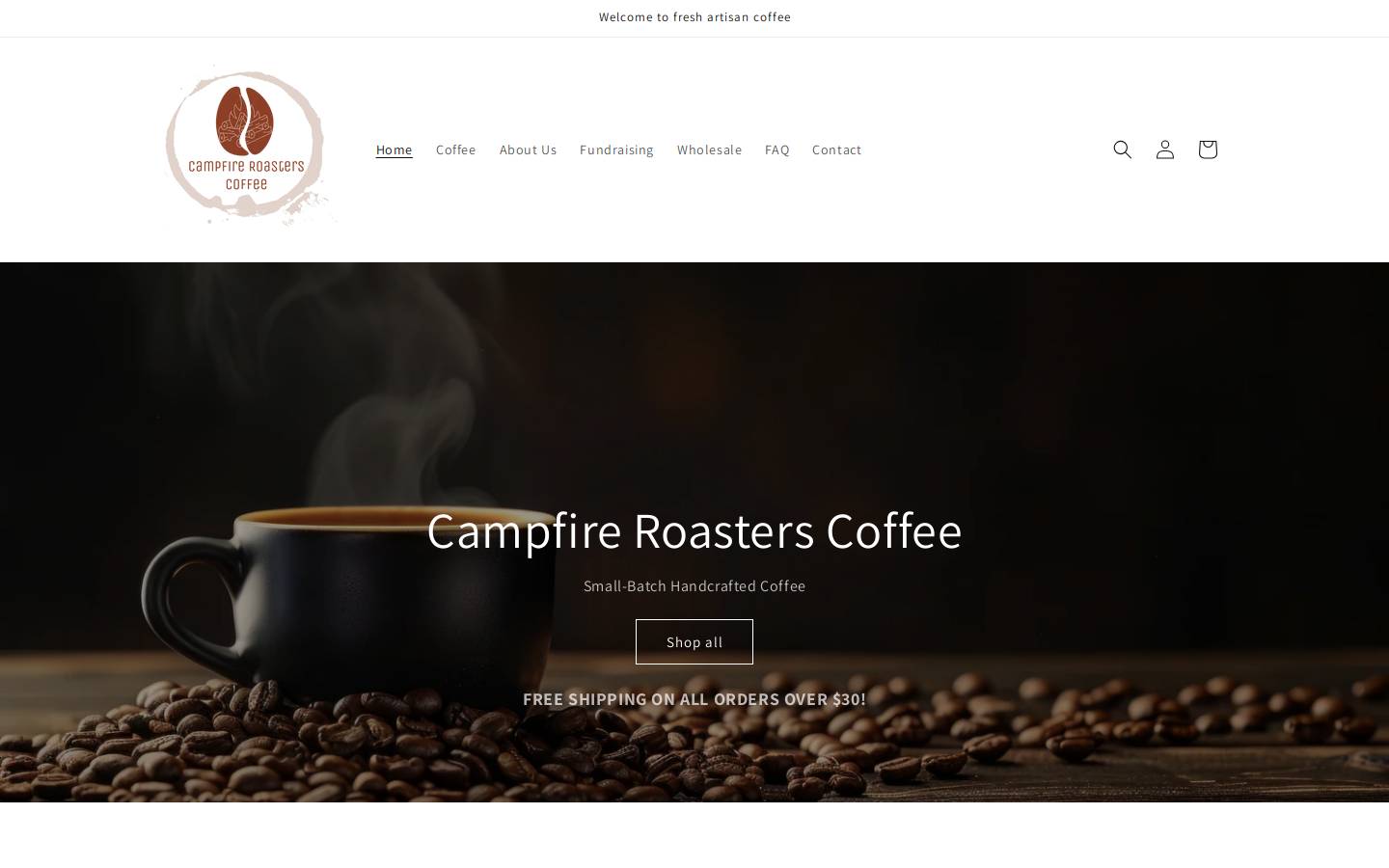 campfireroasters.net homepage screenshot