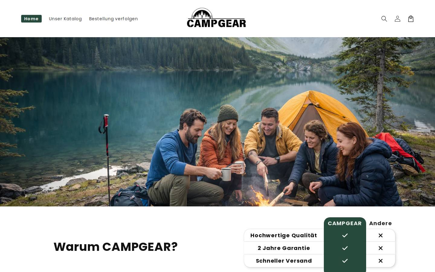 Campgear homepage screenshot