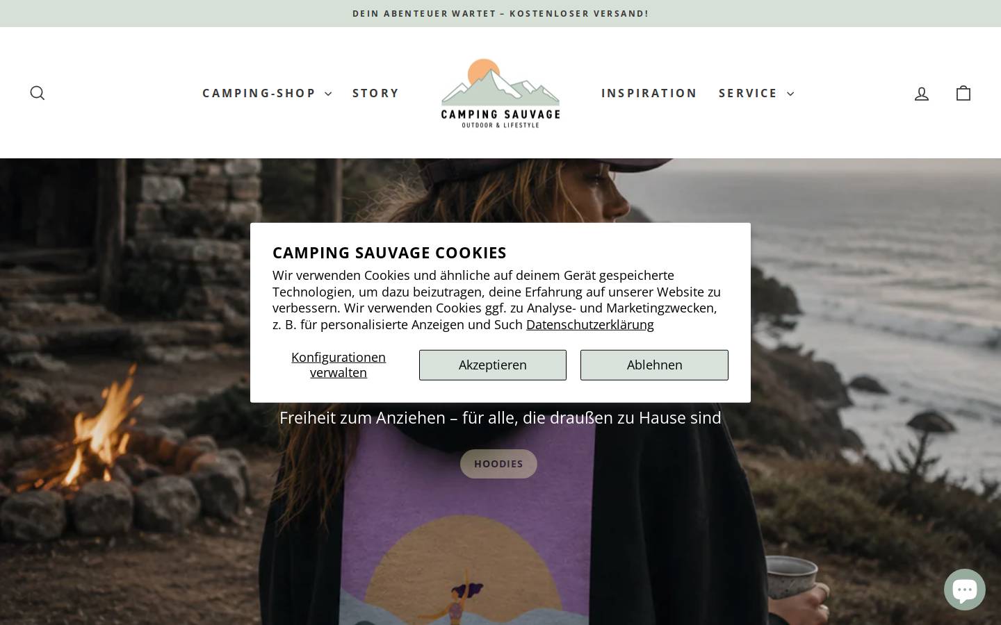 Campingsauvage homepage screenshot