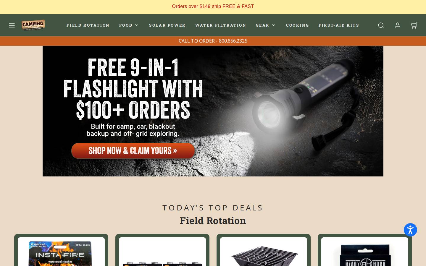 Camping Survival homepage screenshot