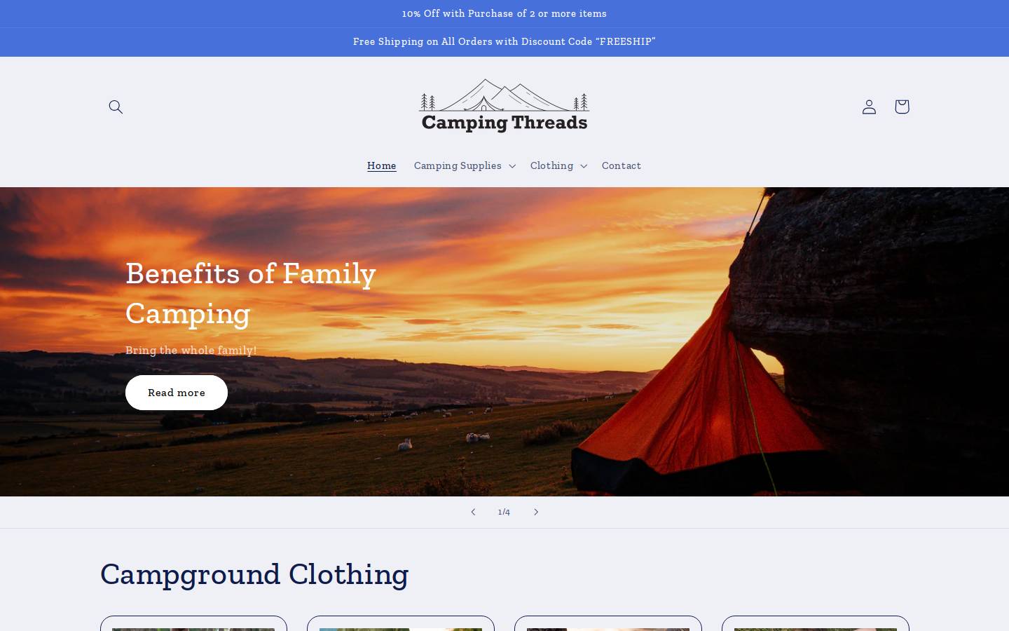 campingthreads.com homepage screenshot