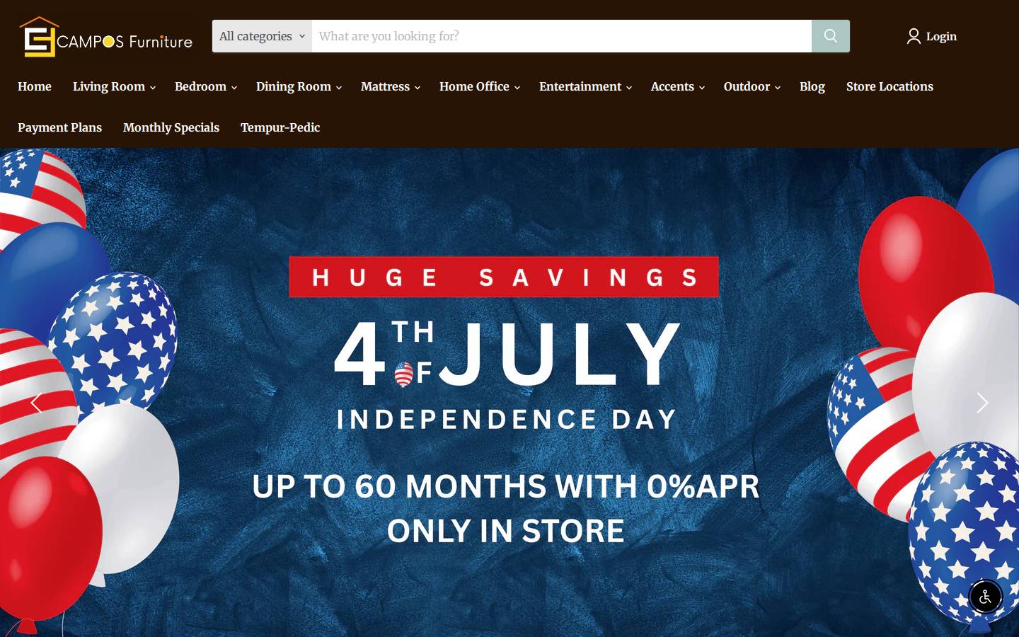 camposfurnitureus.com homepage screenshot