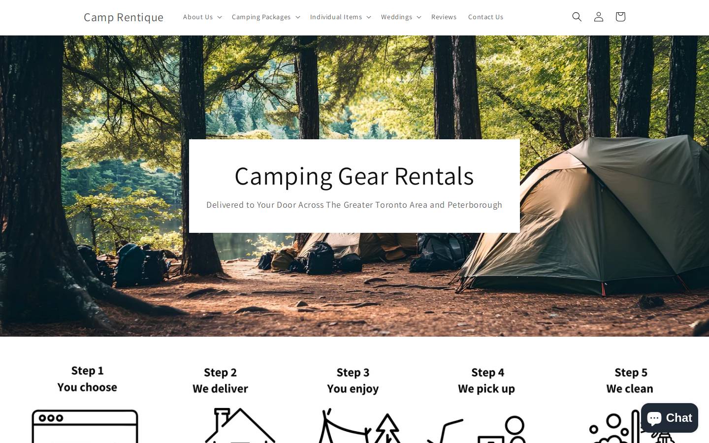 camprentique.ca homepage screenshot