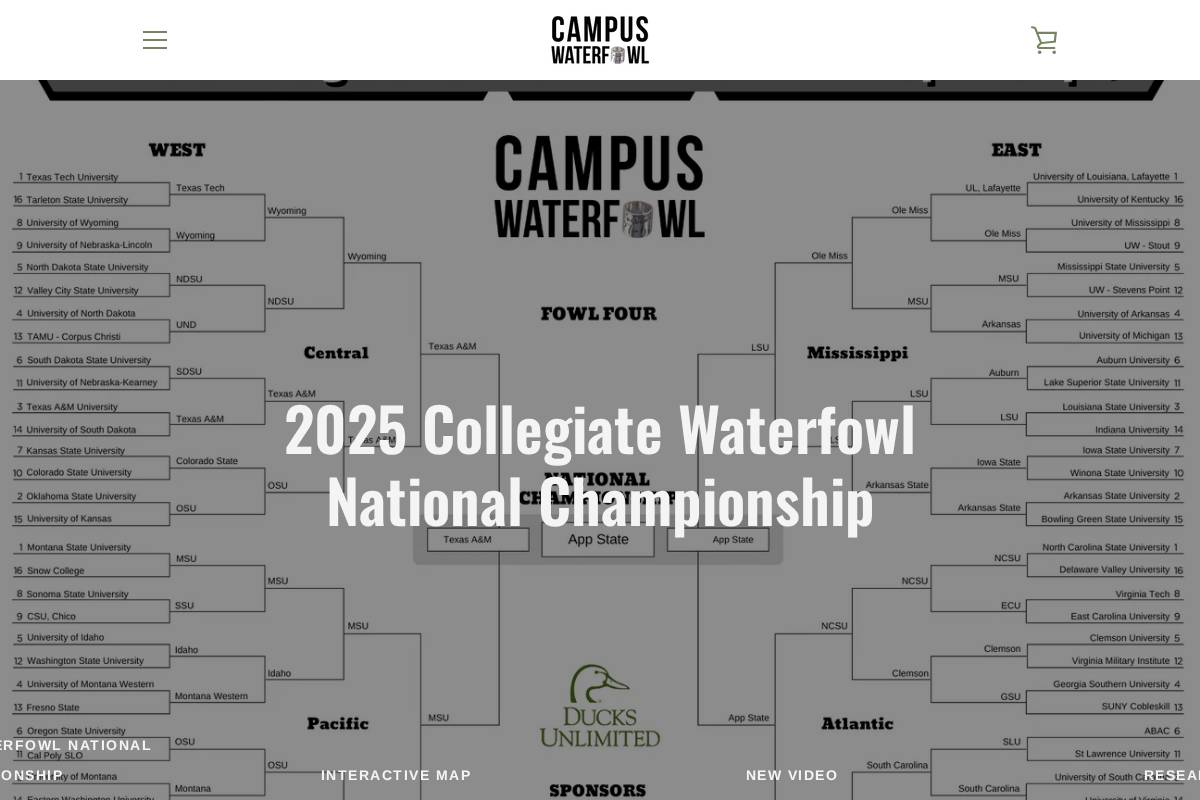 campuswaterfowl.com homepage screenshot