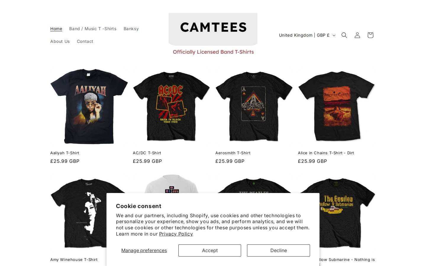 camtees.com homepage screenshot