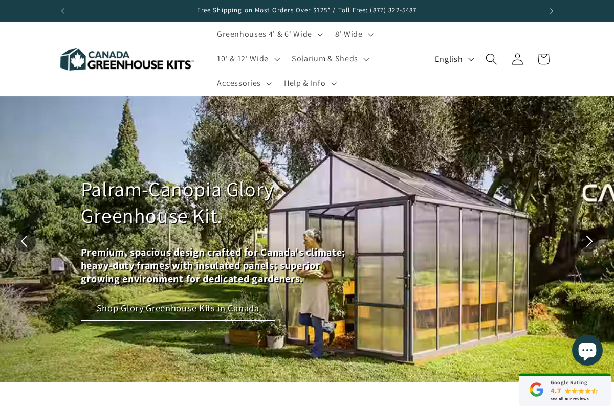 Canada Greenhouse Kits homepage screenshot