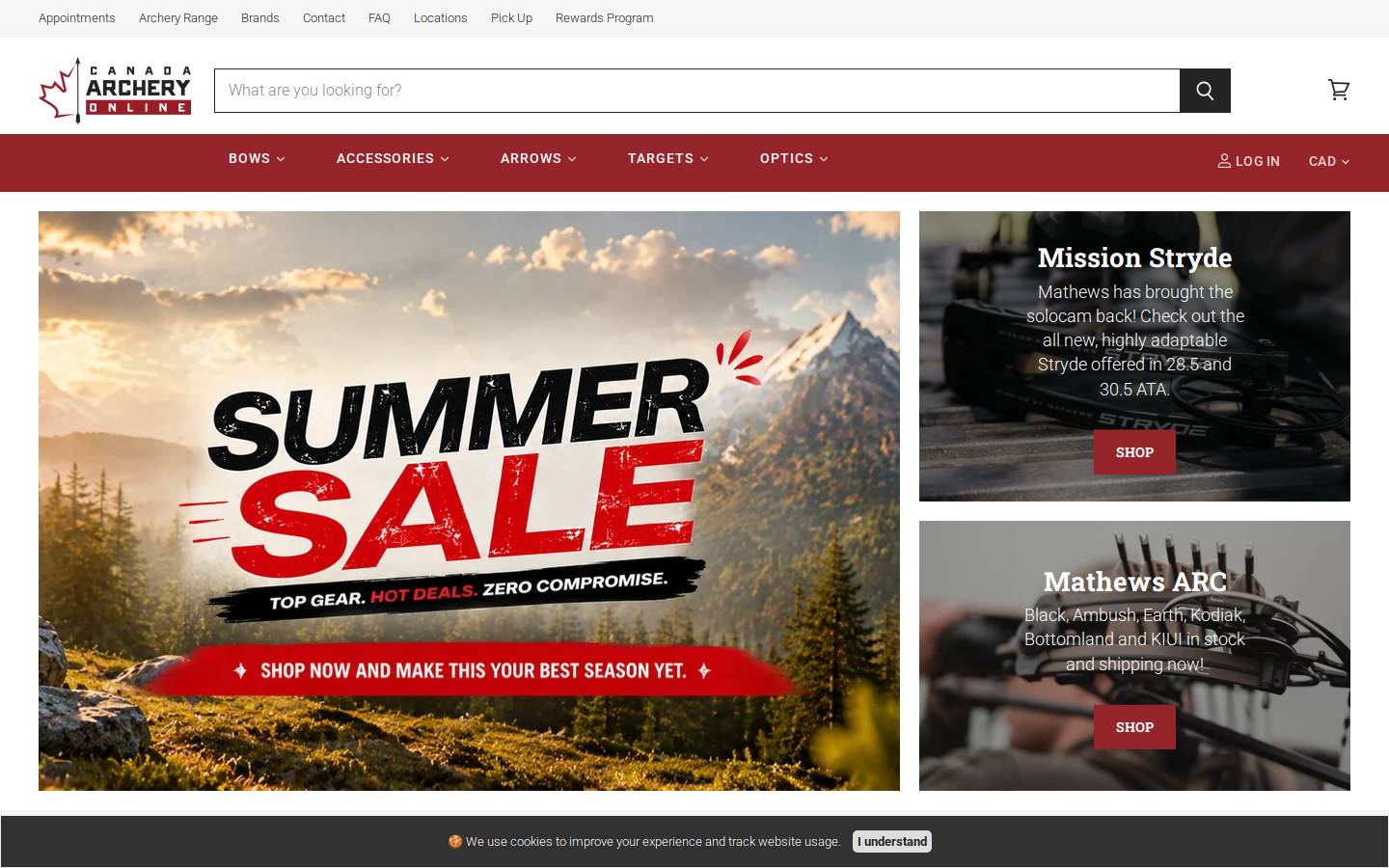 canadaarcheryonline.com homepage screenshot