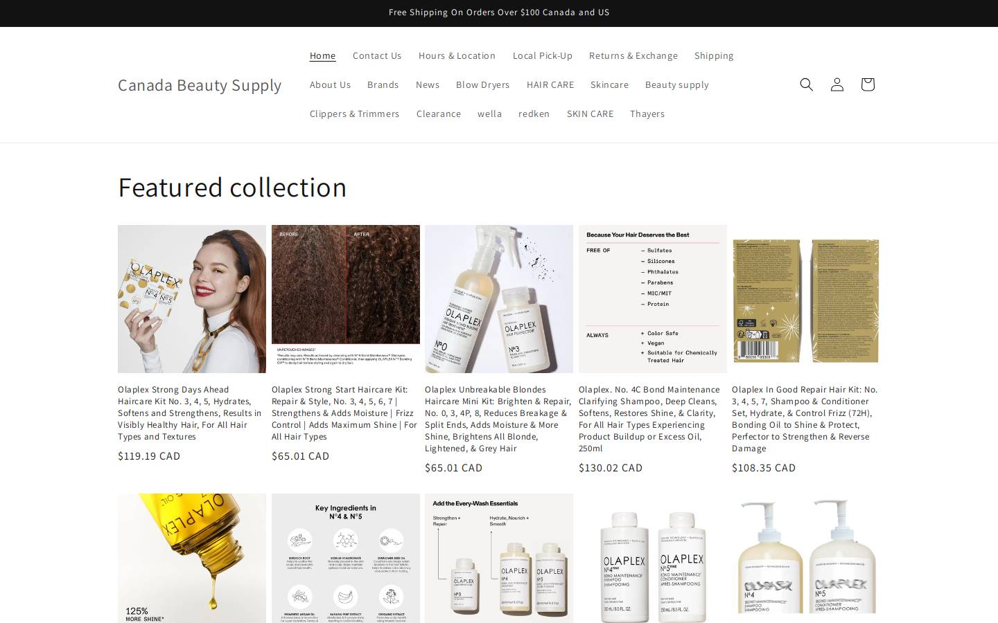 Toronto Beauty Supply homepage screenshot