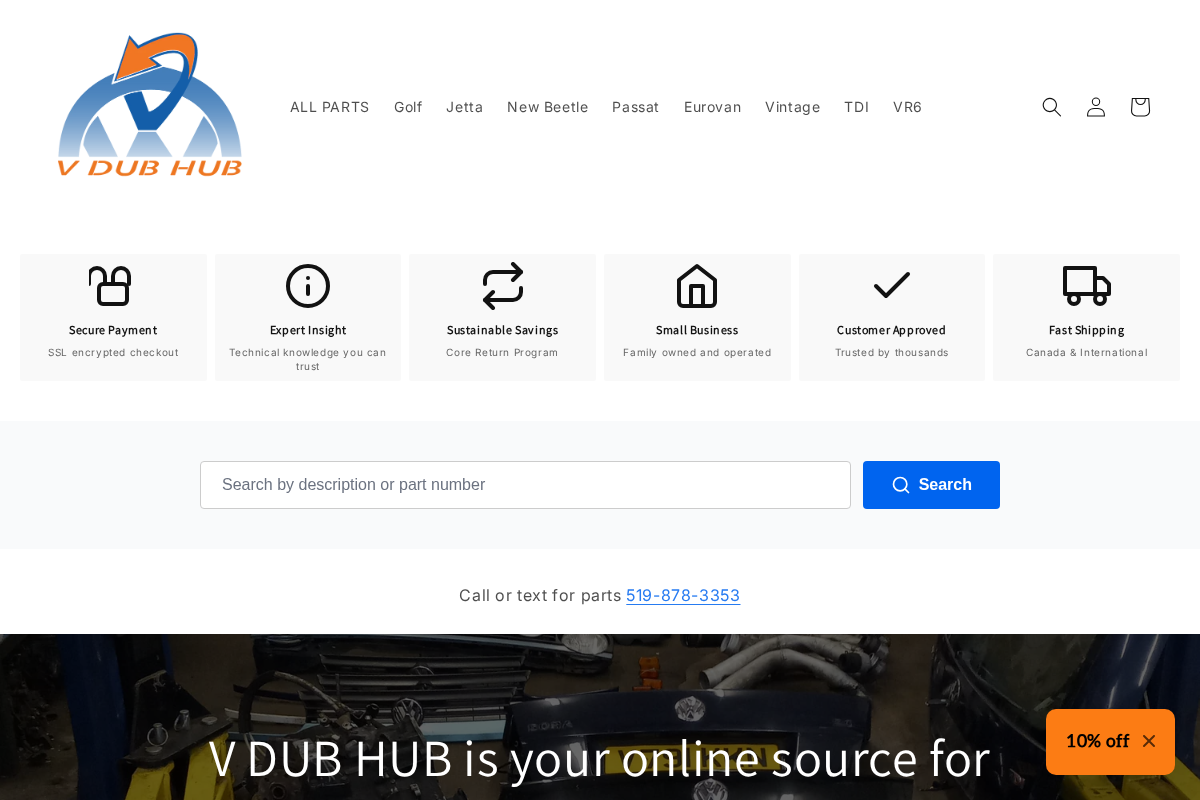 V DUB HUB homepage screenshot