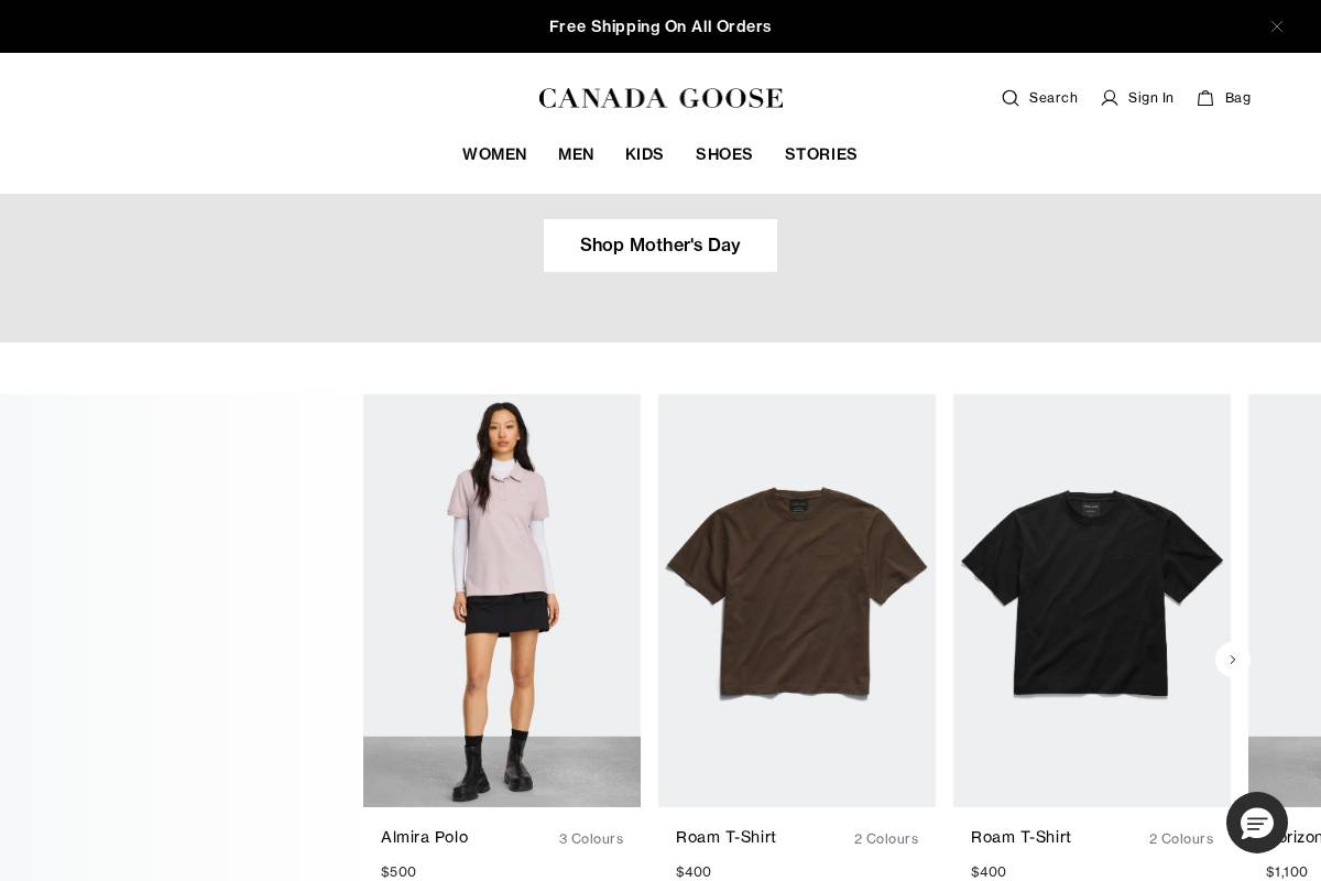 Canada Goose homepage screenshot