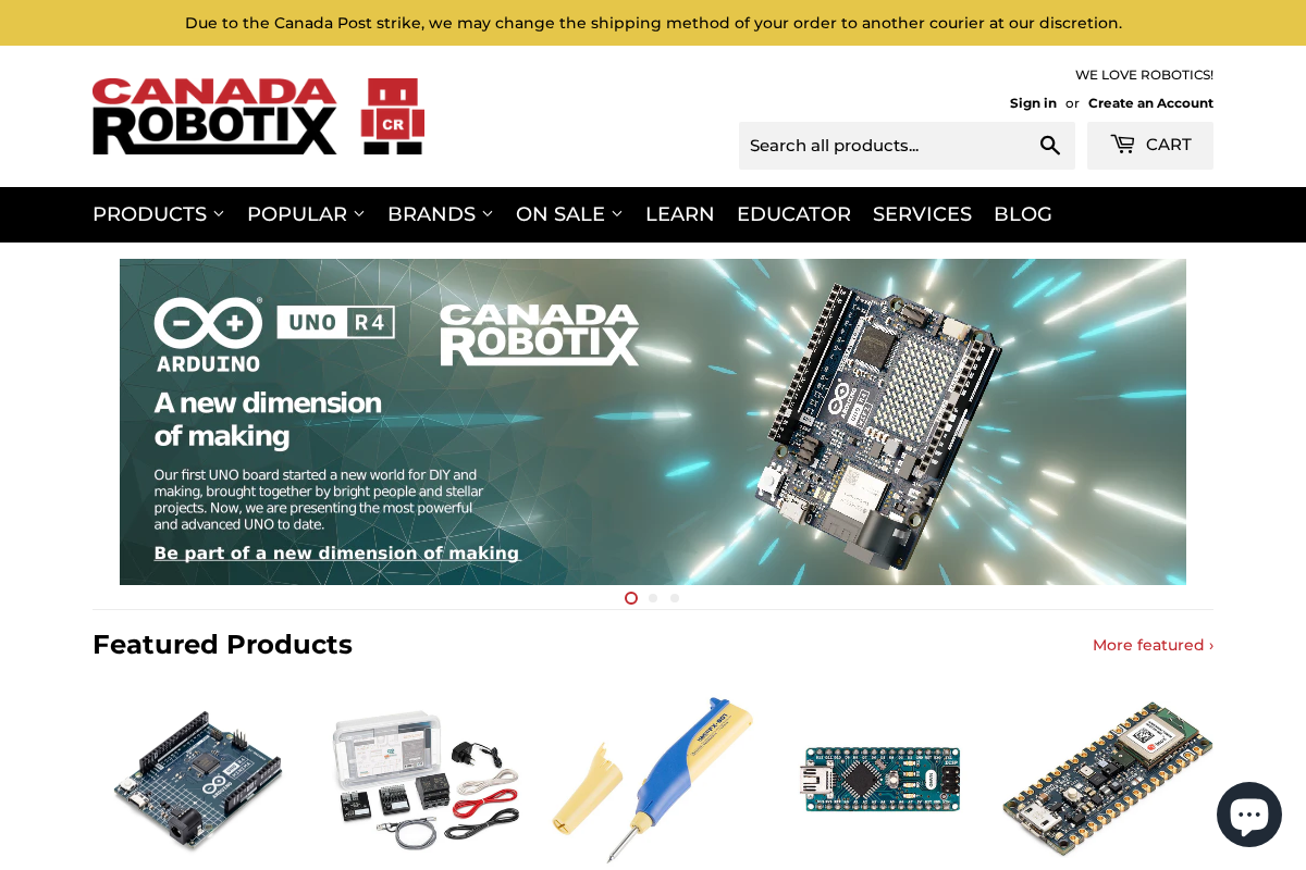 canadarobotix.com homepage screenshot