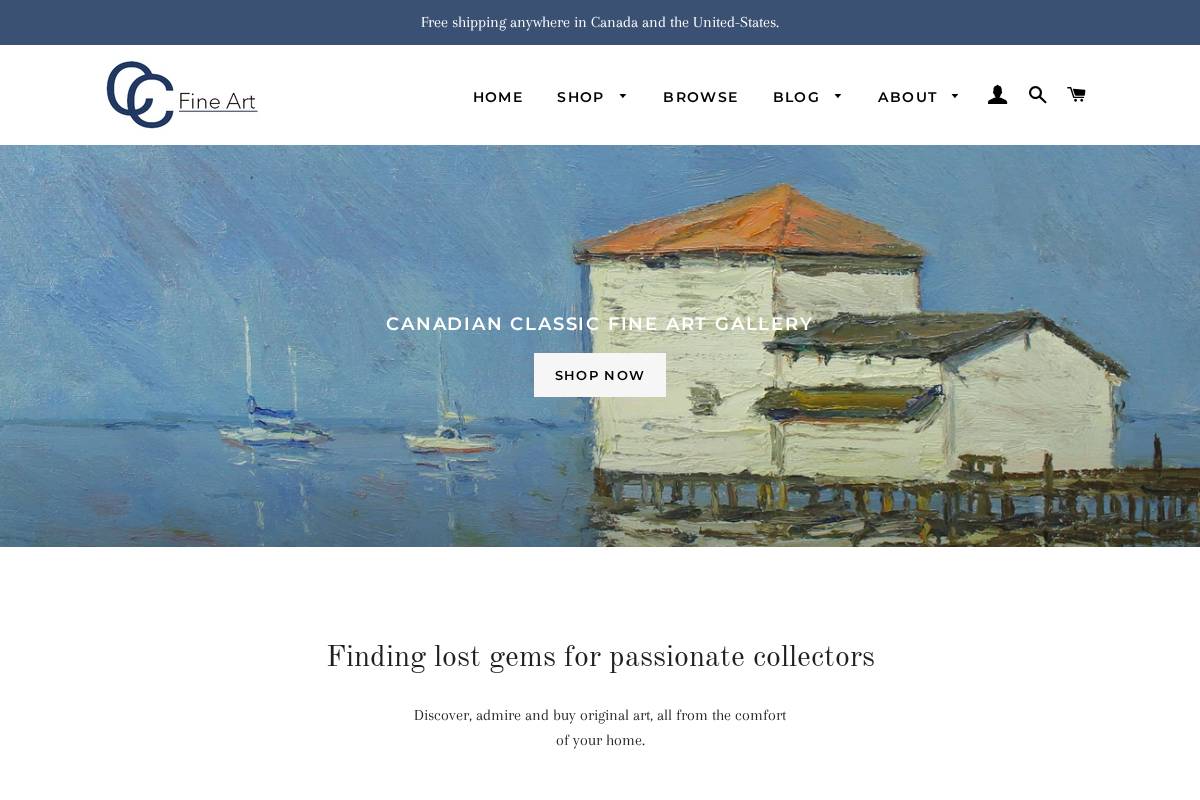 canadianclassicfineart.com homepage screenshot