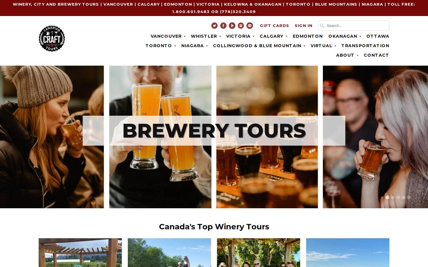 canadiancrafttours.ca homepage screenshot