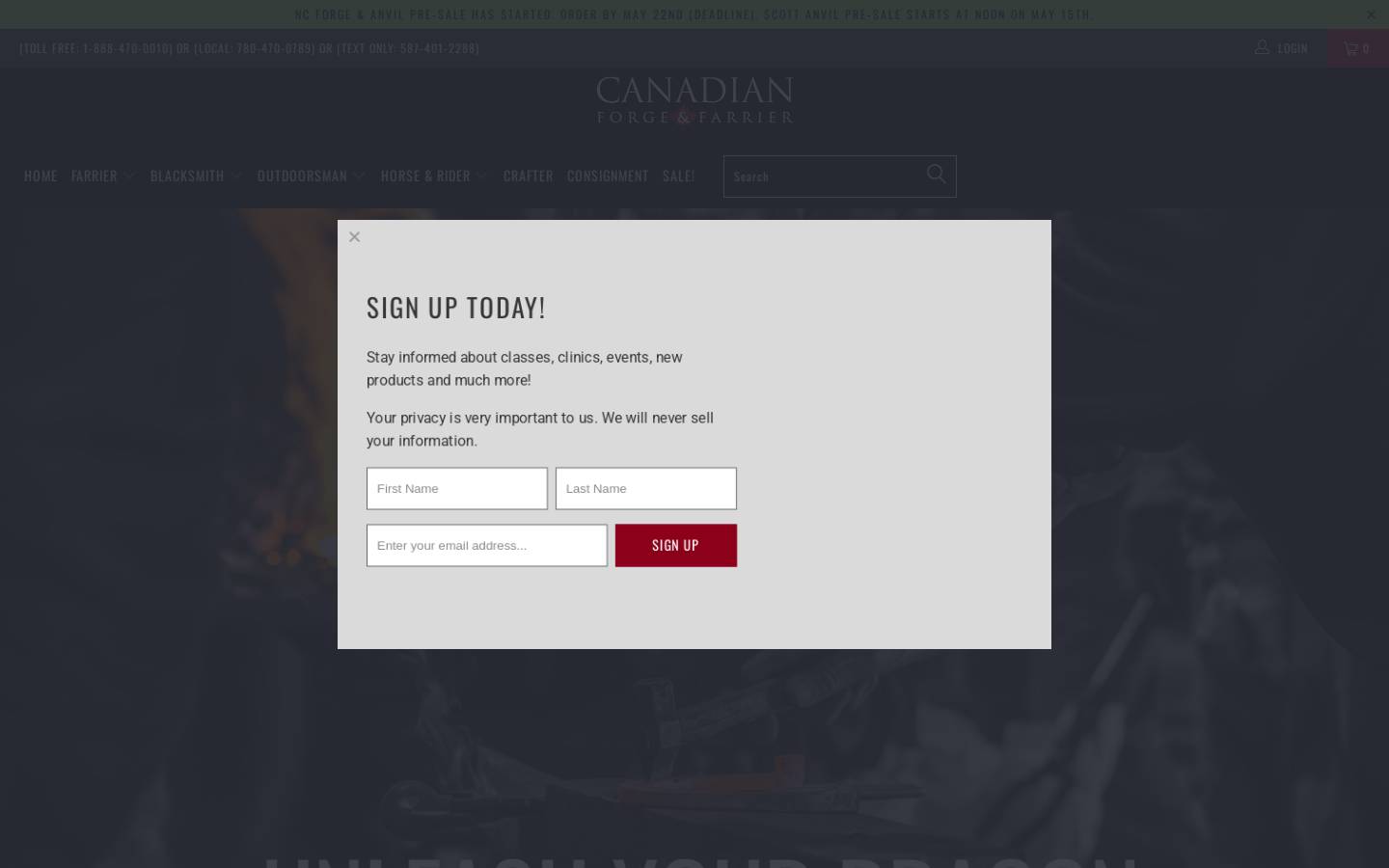 canadianforge.com homepage screenshot