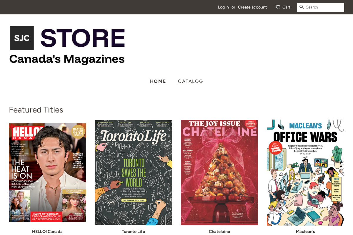 SJC Store homepage screenshot