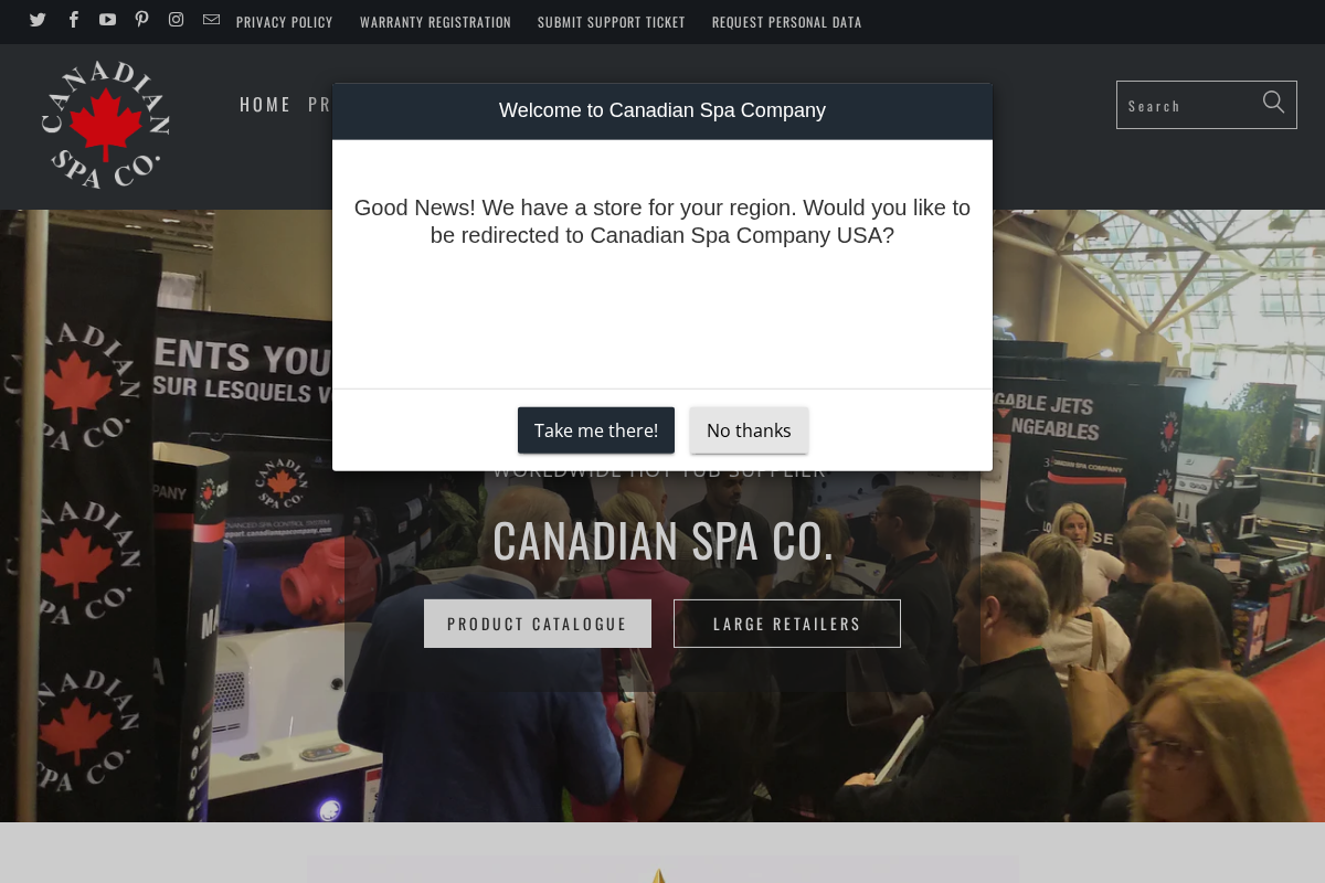 Canadian Spa homepage screenshot