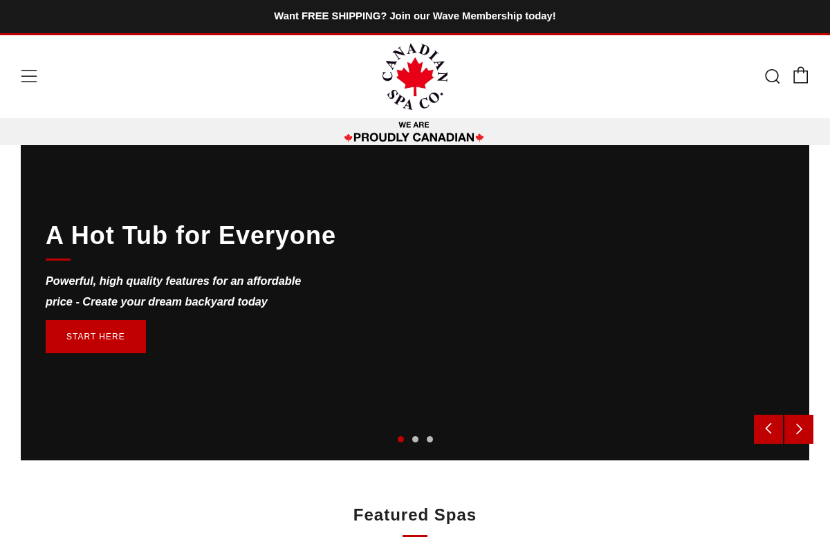 Canadian Spa homepage screenshot