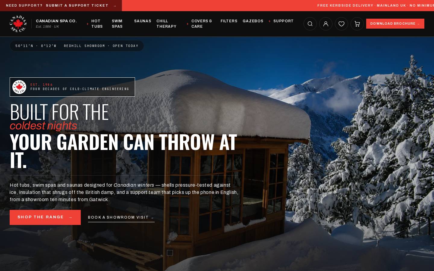 Canadian Spa homepage screenshot