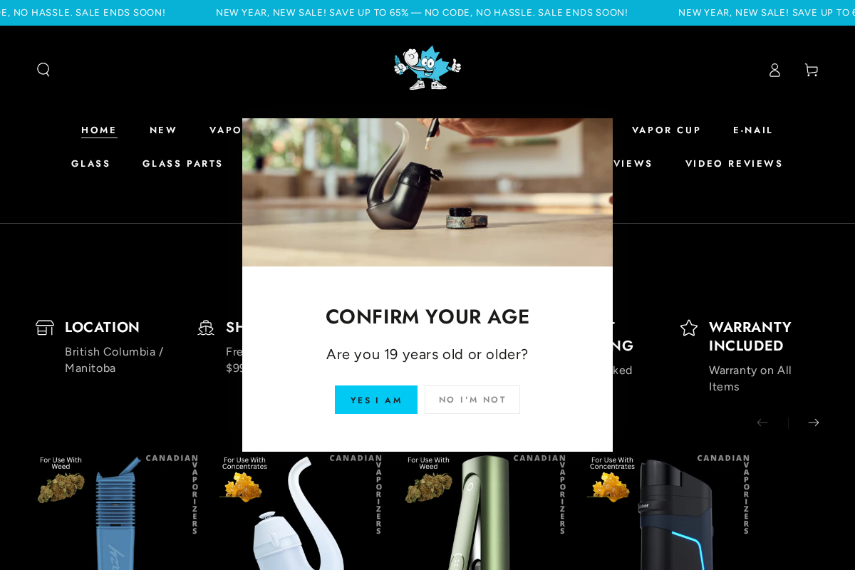 canadianvaporizers.ca homepage screenshot