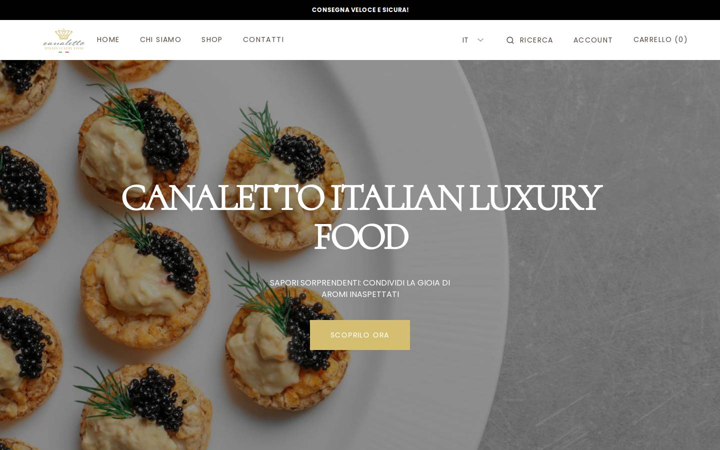 canalettoluxuryfood.com homepage screenshot
