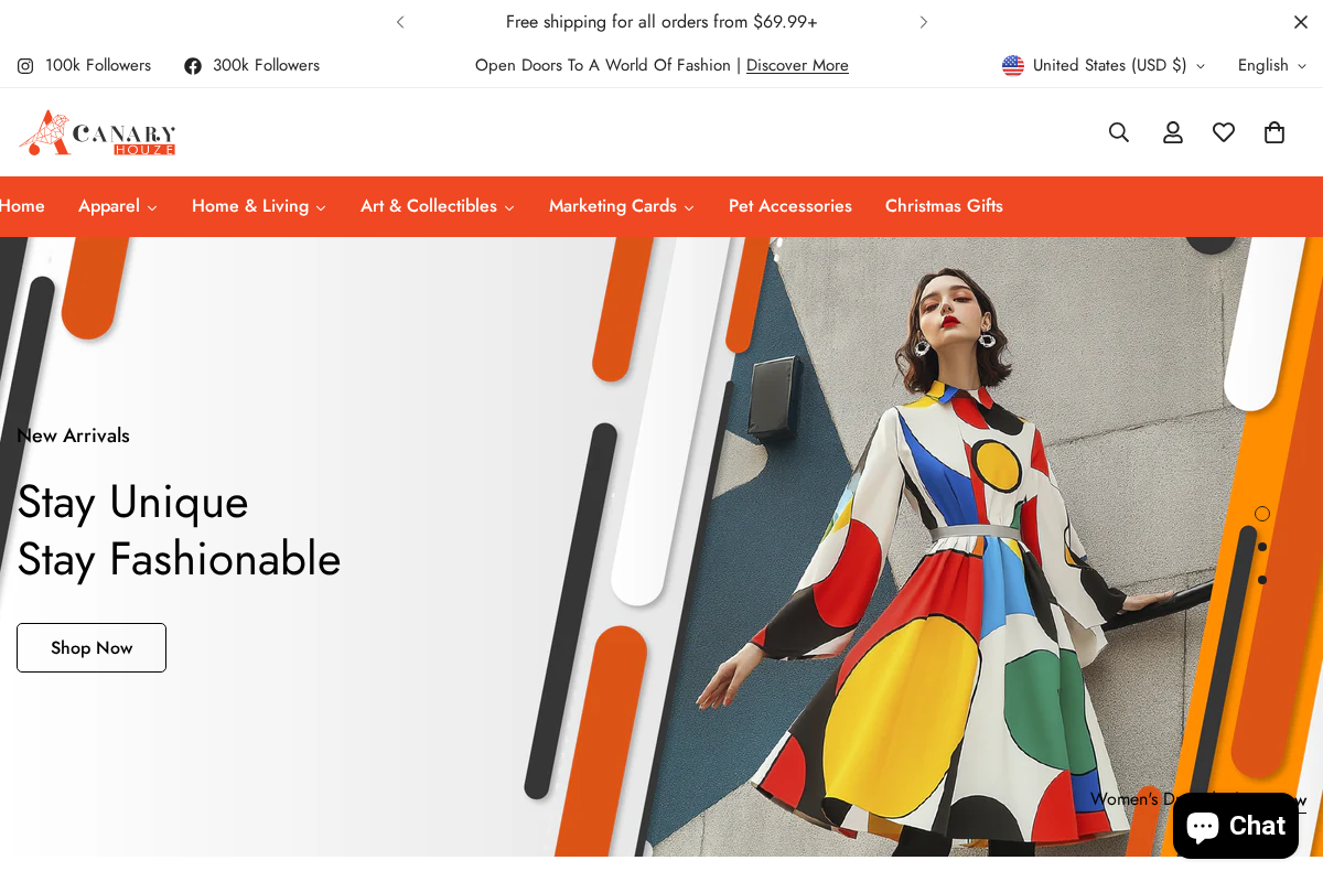 canaryhouze.com homepage screenshot