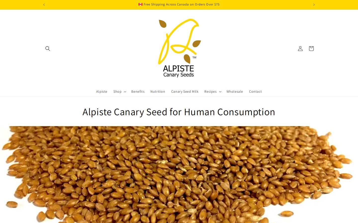 canaryseeds.ca homepage screenshot