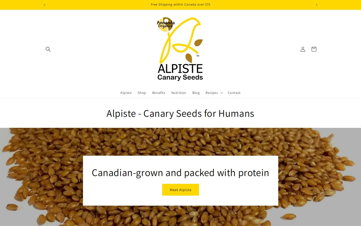 canaryseeds.com homepage screenshot