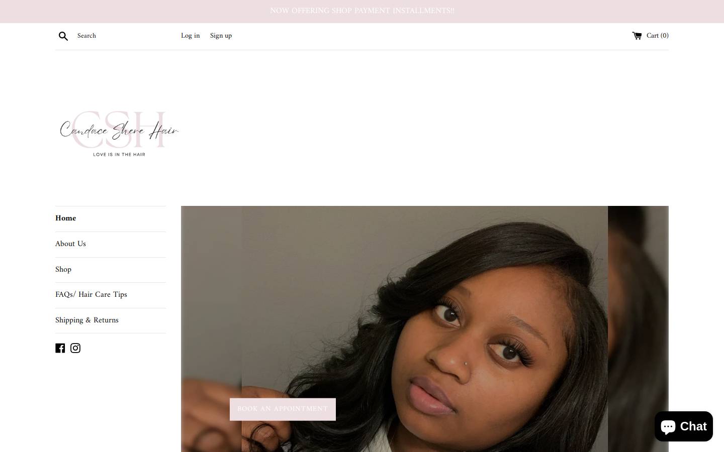 candacesherehair.com homepage screenshot