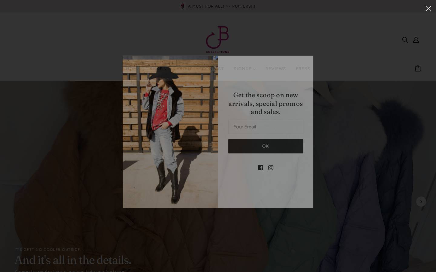 candbcollections.com homepage screenshot