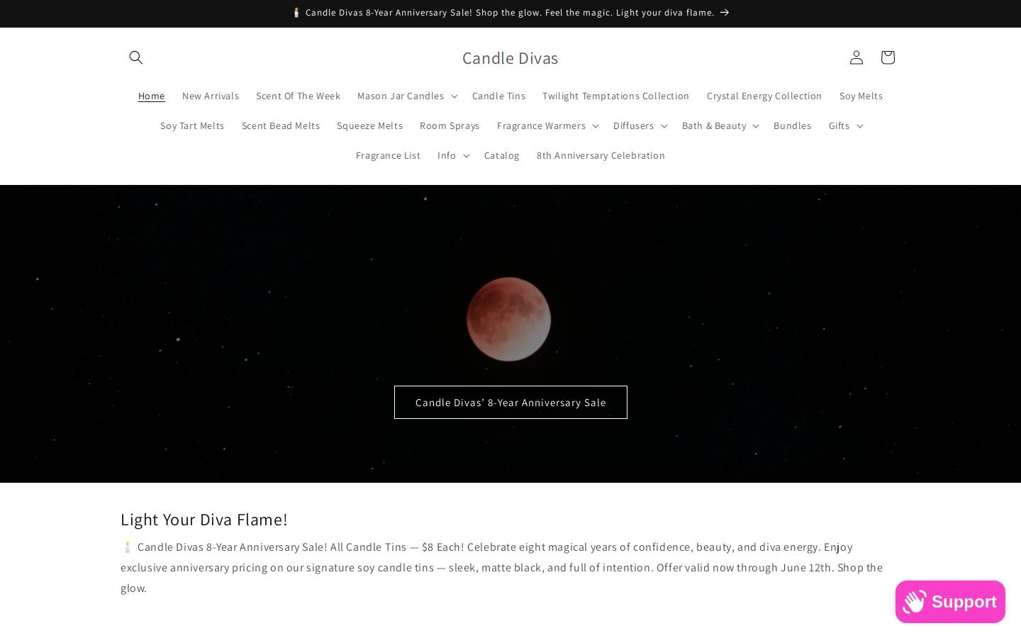 candledivas.com homepage screenshot