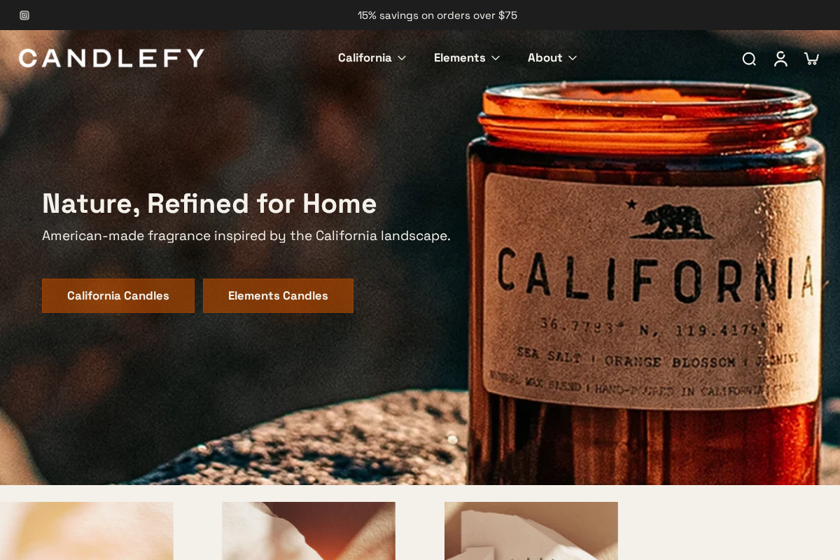 Candlefy homepage screenshot