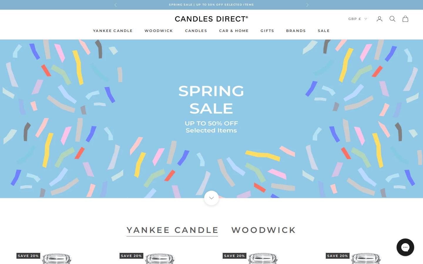Candlesdirect homepage screenshot