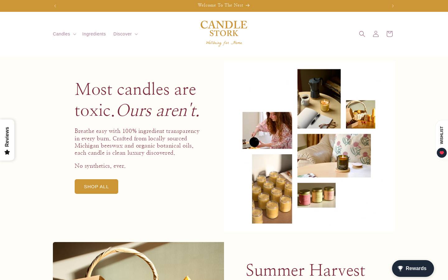 candlestork.com homepage screenshot