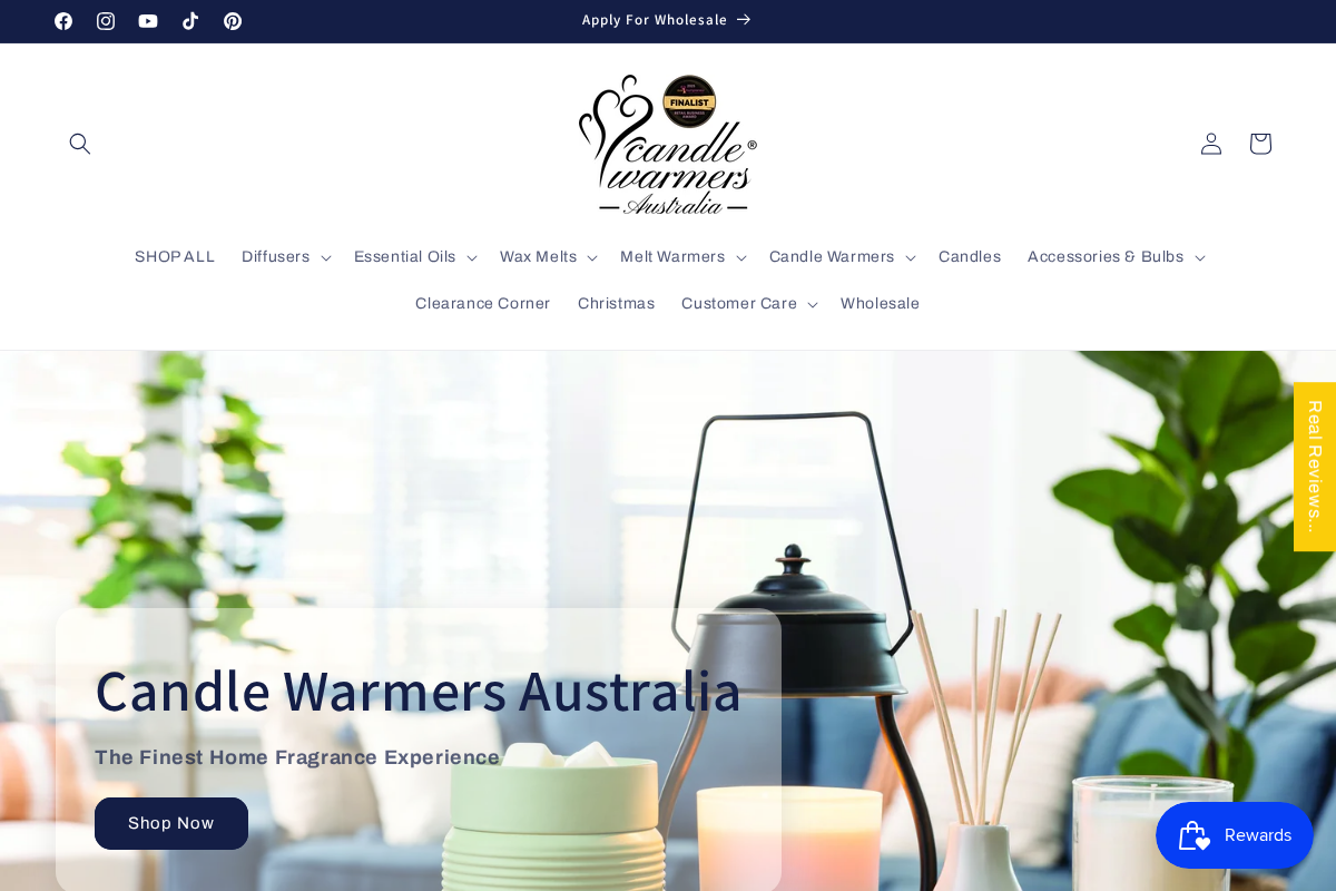 Candle Warmers Australia homepage screenshot