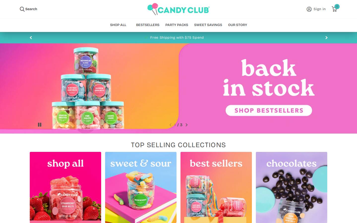CANDY CLUB homepage screenshot