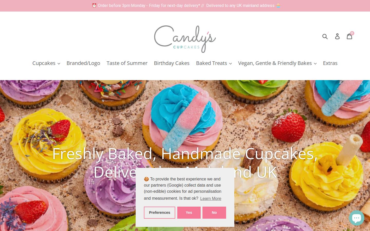 candyscupcakes.com homepage screenshot