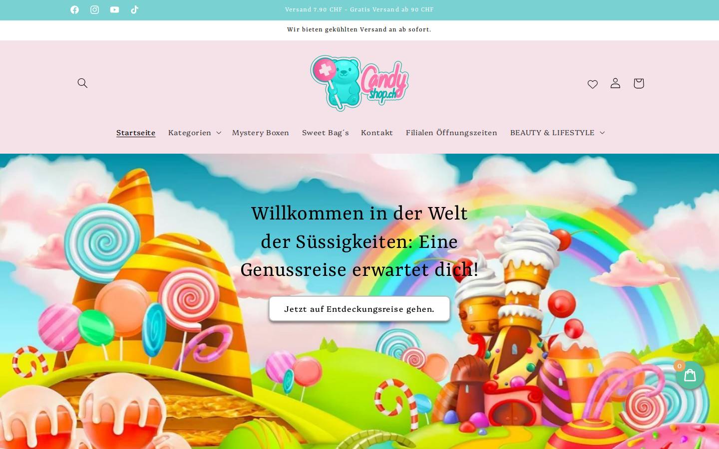 Candyshop.ch homepage screenshot