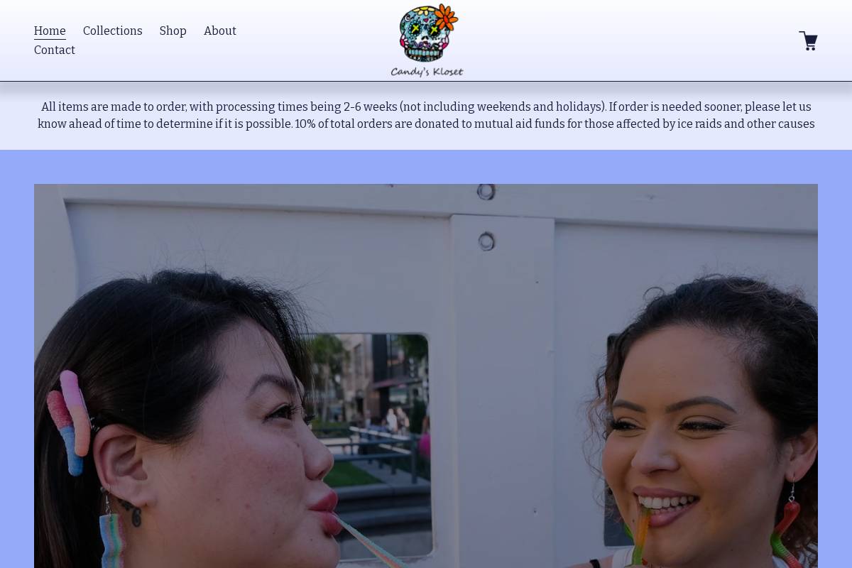 candyskloset.com homepage screenshot
