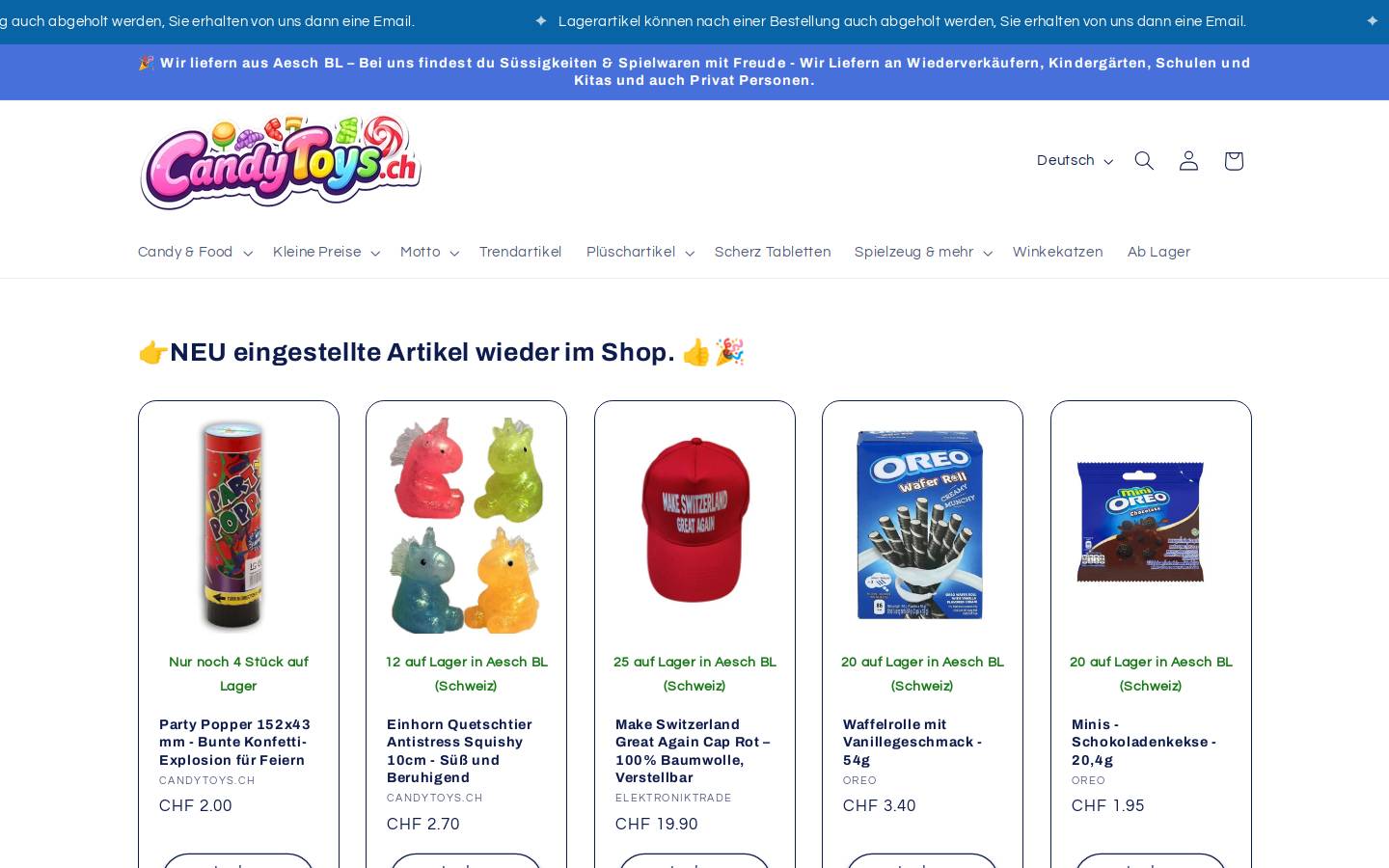 candytoys.ch homepage screenshot