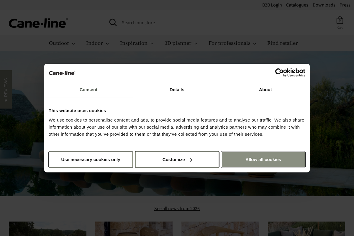 Cane-line homepage screenshot