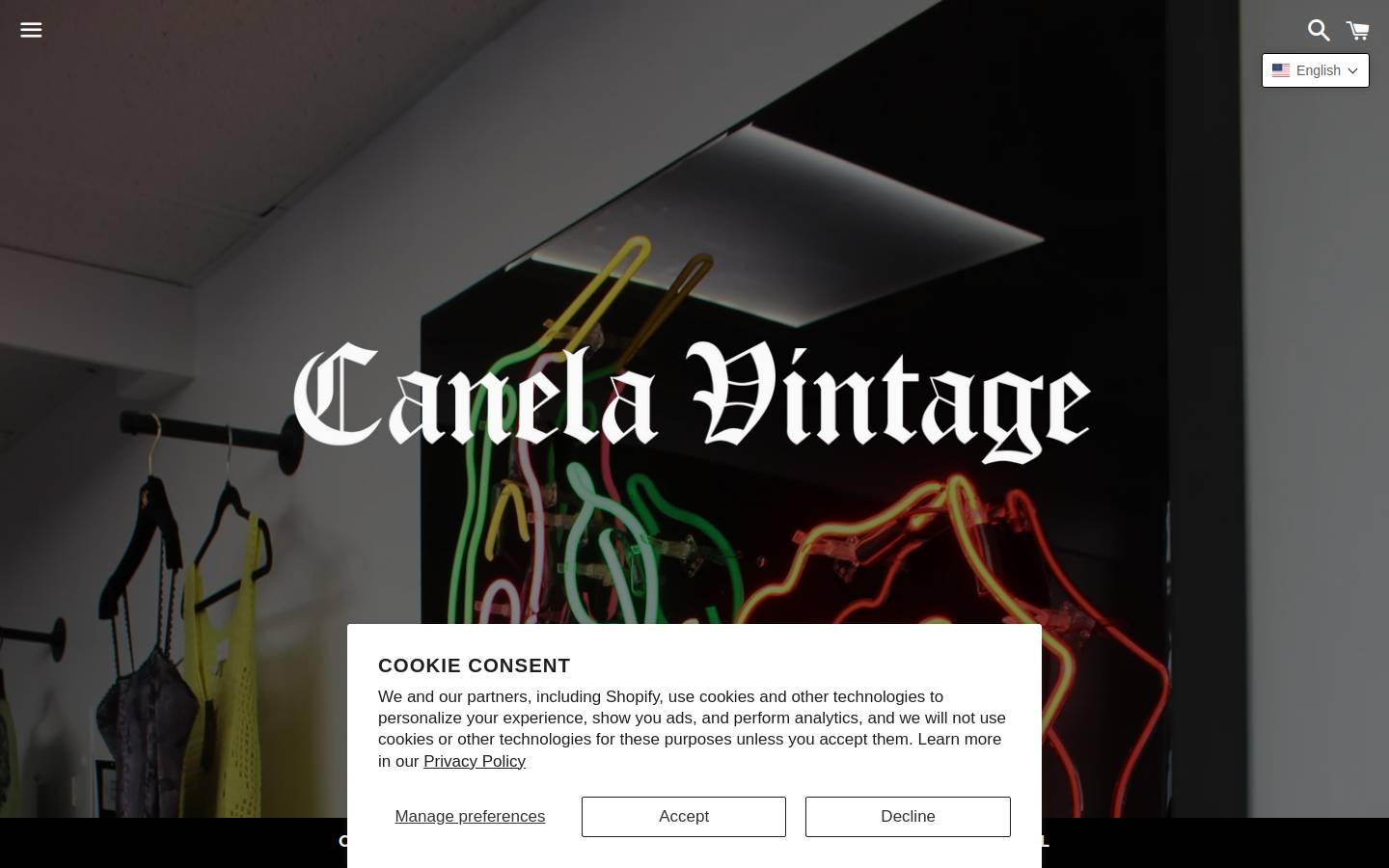 canelavintage.com homepage screenshot