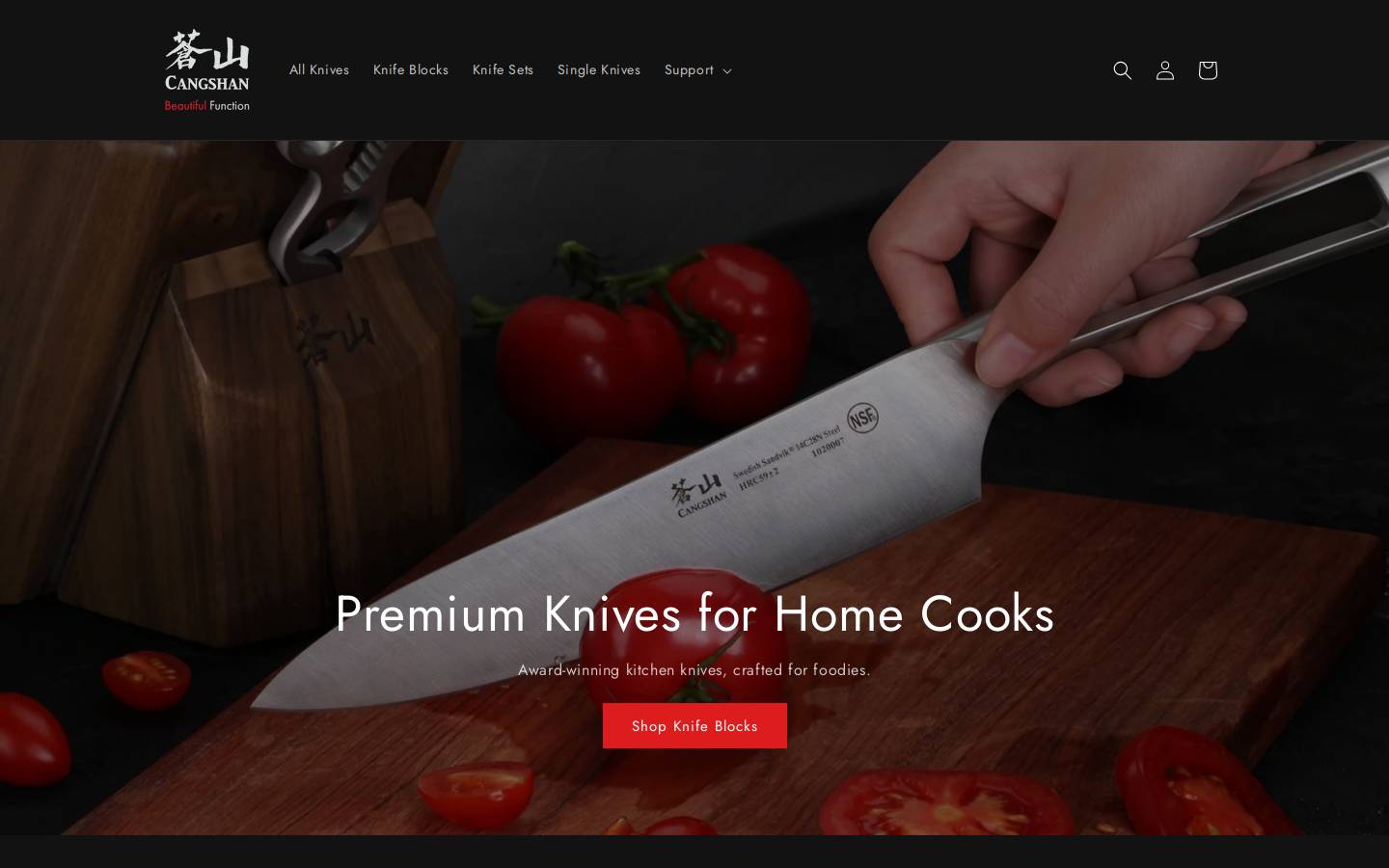 Cangshan Cutlery Company homepage screenshot