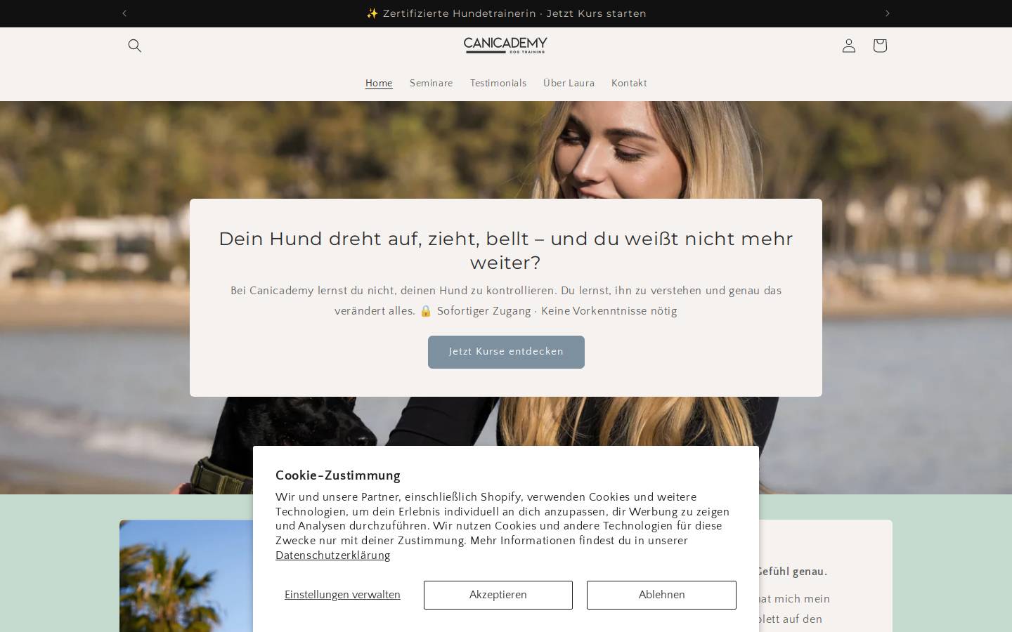 canicademy.com homepage screenshot